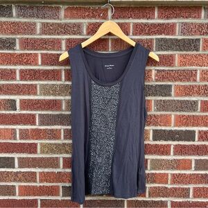 Studio Works Gray and Sequin Panel Sleeveless Tank Top